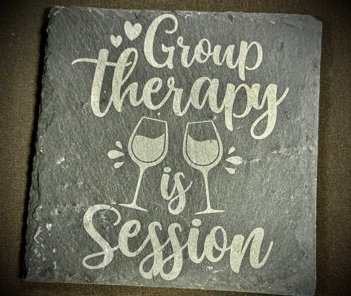 Group Therapy Session Slate Coaster – Engraved Stone Art
