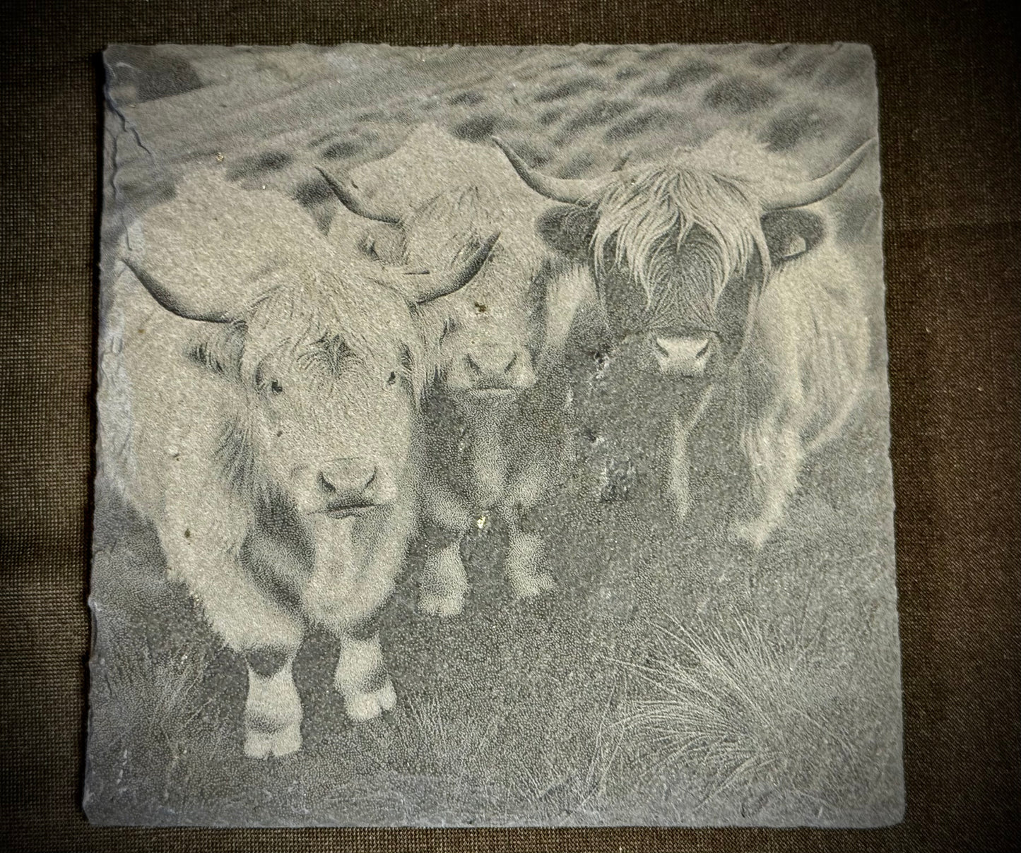 Highland Cow Crew Slate Coaster