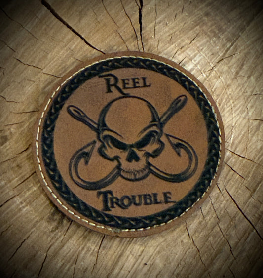 Reel Trouble Leatherette Morale Patch – Velcro-Backed Hooked Skull Pirate
