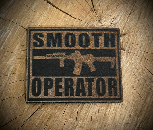 Smooth Operator Leatherette Dark Brown Morale Patch – Velcro-Backed Tactical Style