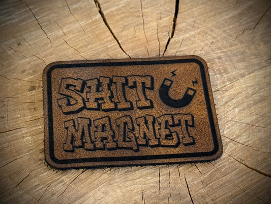 Shit Magnet Leatherette Morale Patch – Velcro-Backed Chaos Attractor