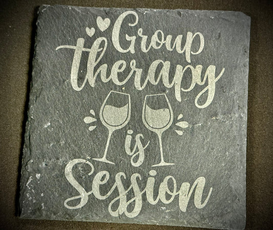 Group Therapy Session Slate Coaster – Engraved Stone Art