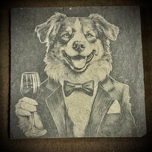 Dapper Aussie Slate Coaster – Engraved Stone Art