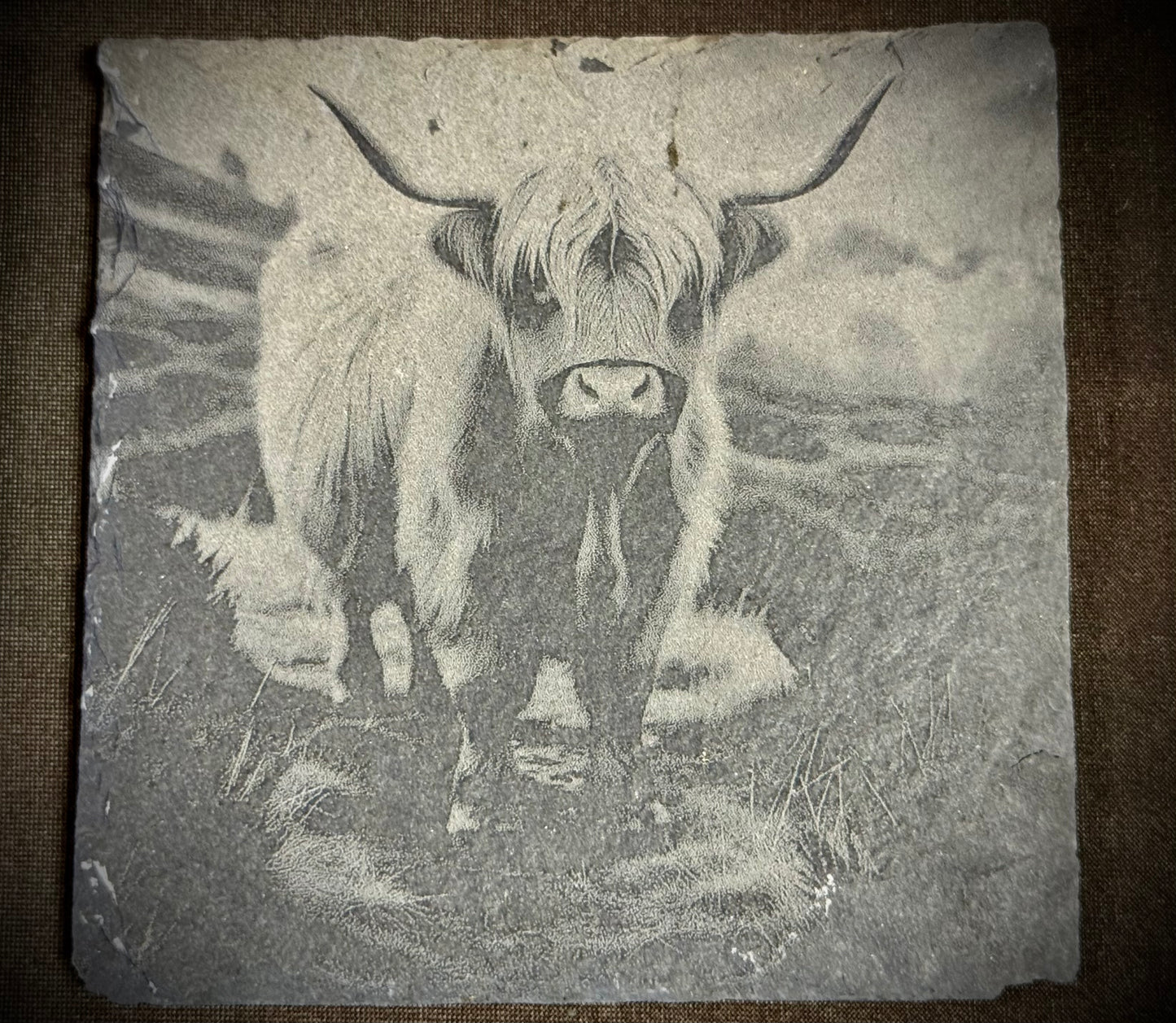 Highland Cow Slate Coaster