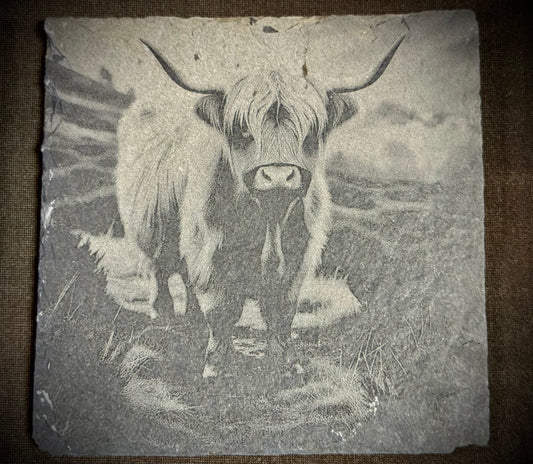 Highland Cow Slate Coaster